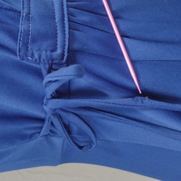 Vintage 60s/70s Blue Empire Waist Maxi Short Sleeve Dress Women's Medium - Picture 7 of 12